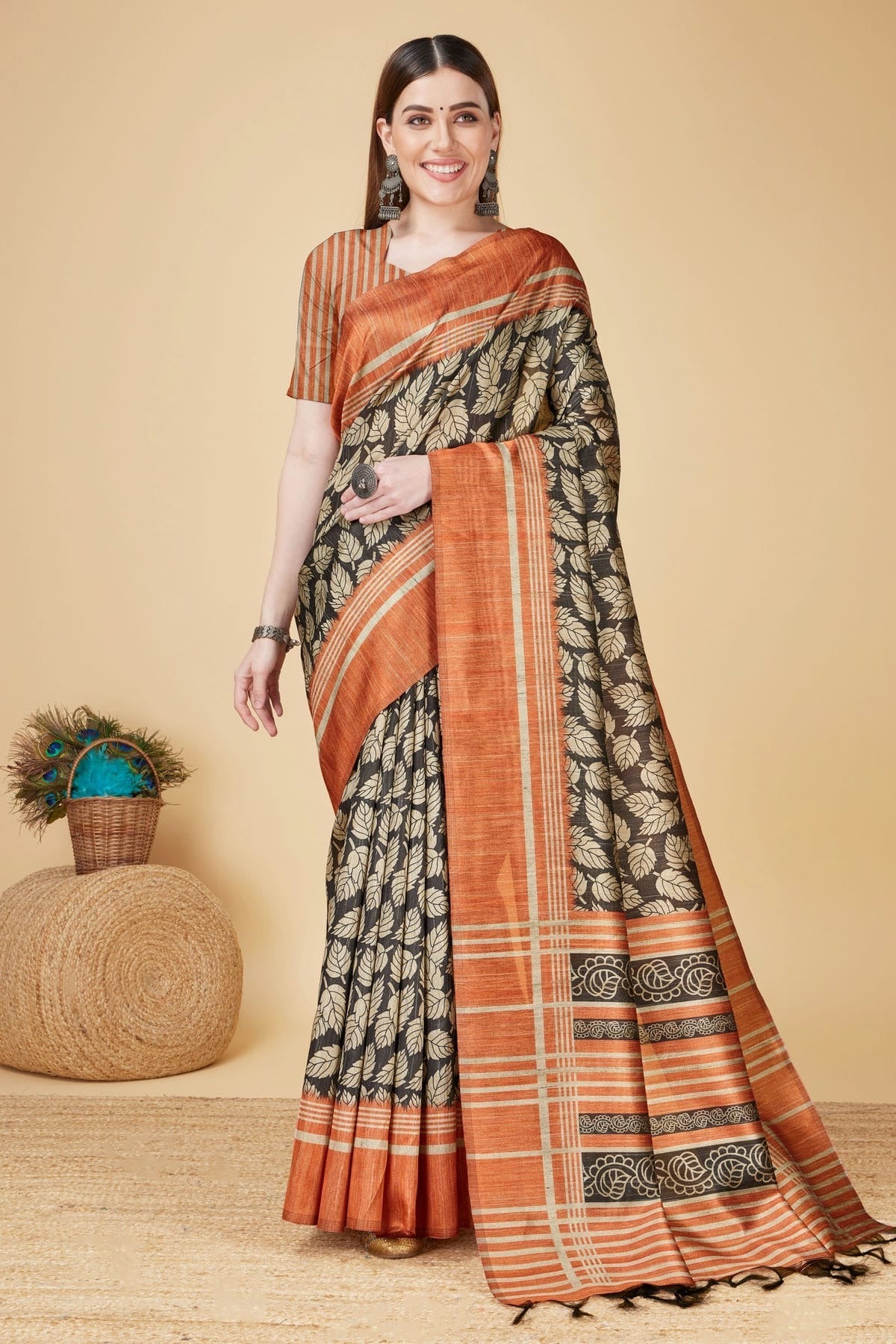 Black Colour Woven Work Sofi Silk Saree SD1101895