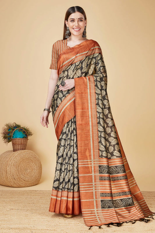 Black Colour Woven Work Sofi Silk Saree SD1101895