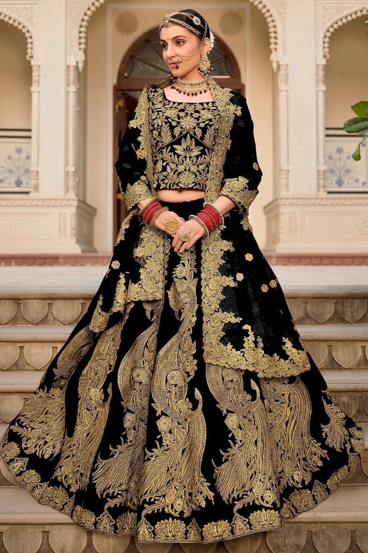 Black Embroidery 9000 Velvet Lehenga Choli LC1290120