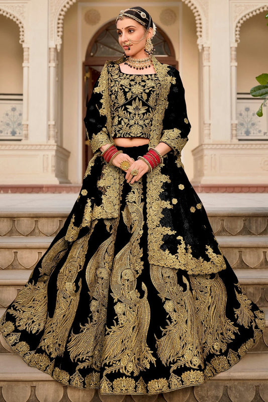 Black Embroidery 9000 Velvet Lehenga Choli LC1290120