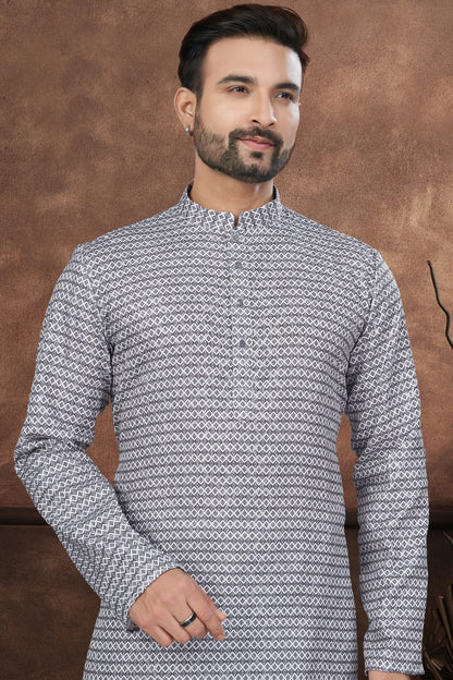 Black Jacquard Kurta Pajama KP1040688 A