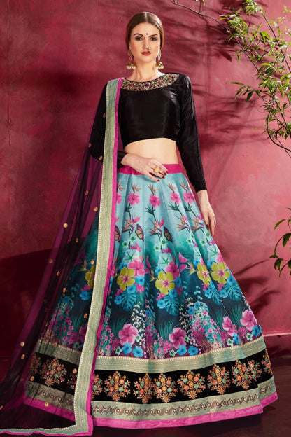 Black and Blue Banglori Silk Designer Lehenga Choli LC1010139 A