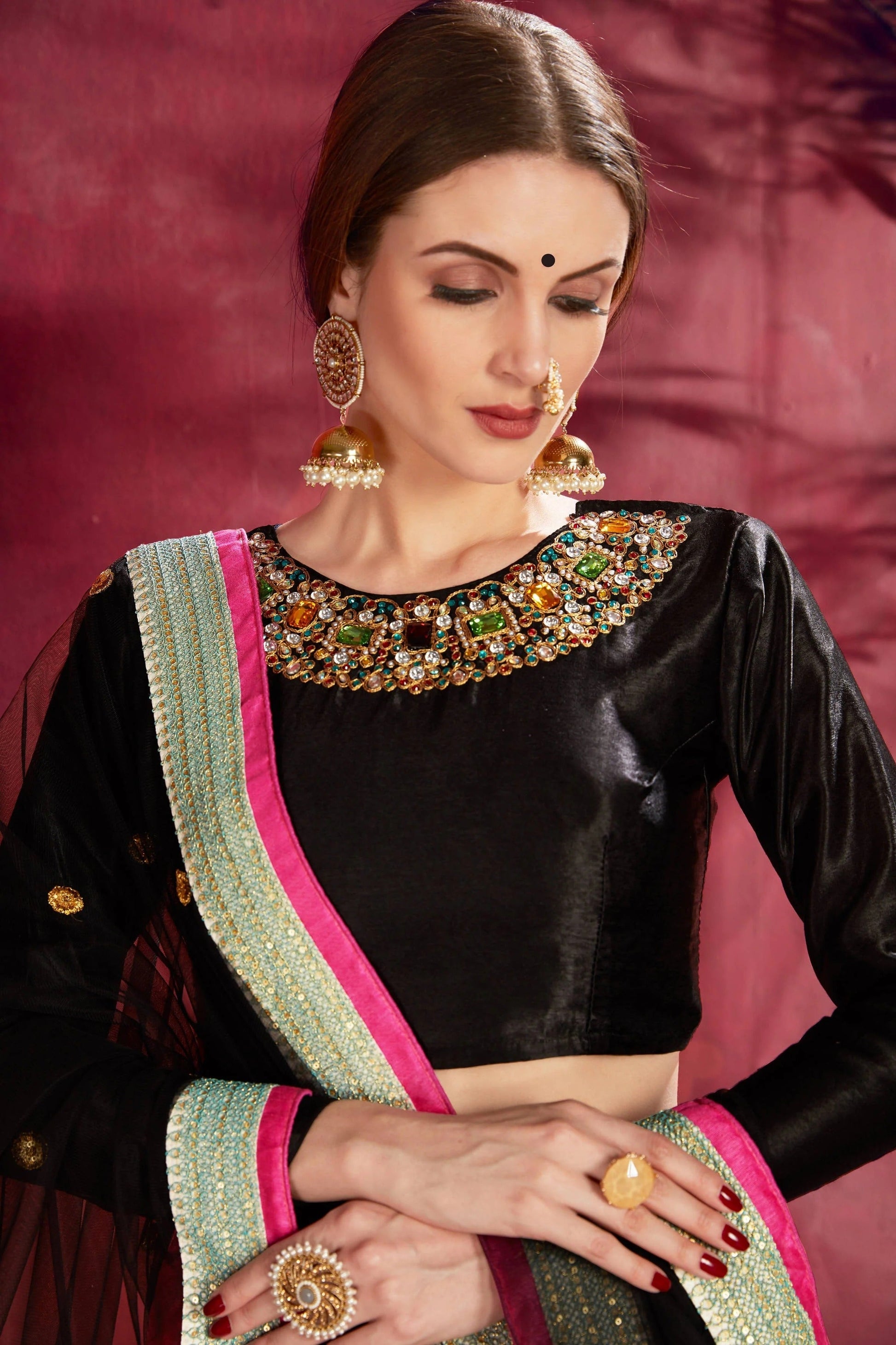 Black and Blue Banglori Silk Designer Lehenga Choli LC1010139 B