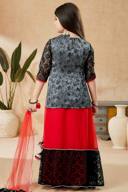 Black and Grey Colour Art Silk Lehenga Suit GW1070743 A