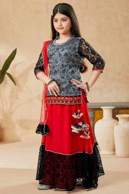Black and Grey Colour Art Silk Lehenga Suit GW1070743