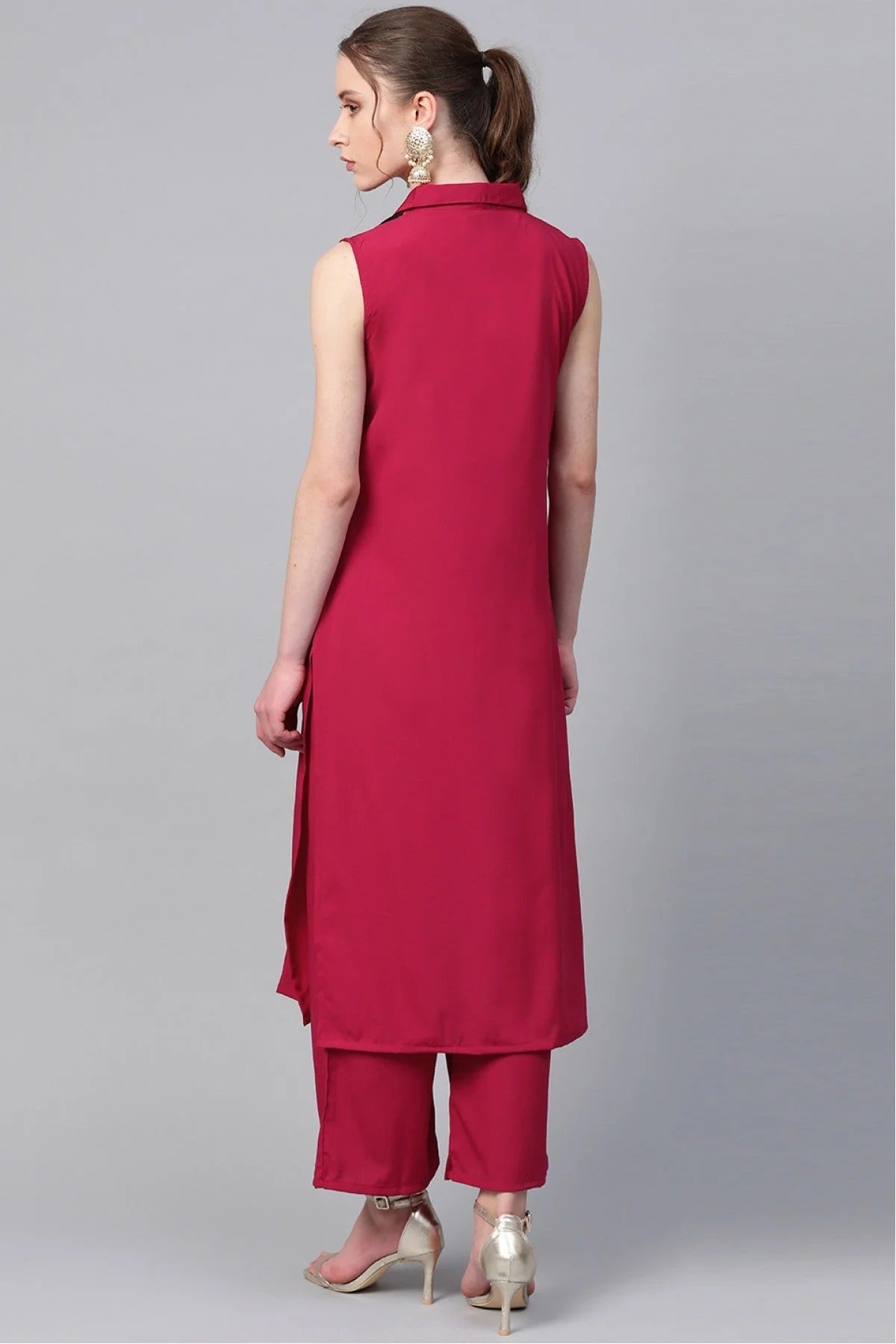 Black and Pink Colour Plus Size Crepe Straight Kurti KR1060214 B