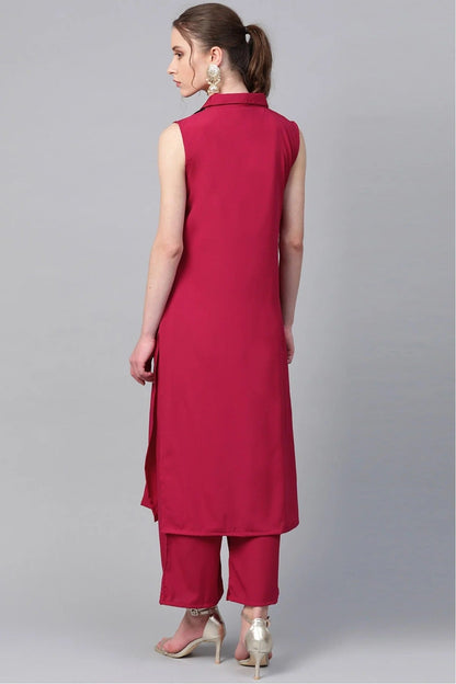 Black and Pink Colour Plus Size Crepe Straight Kurti KR1060214 B