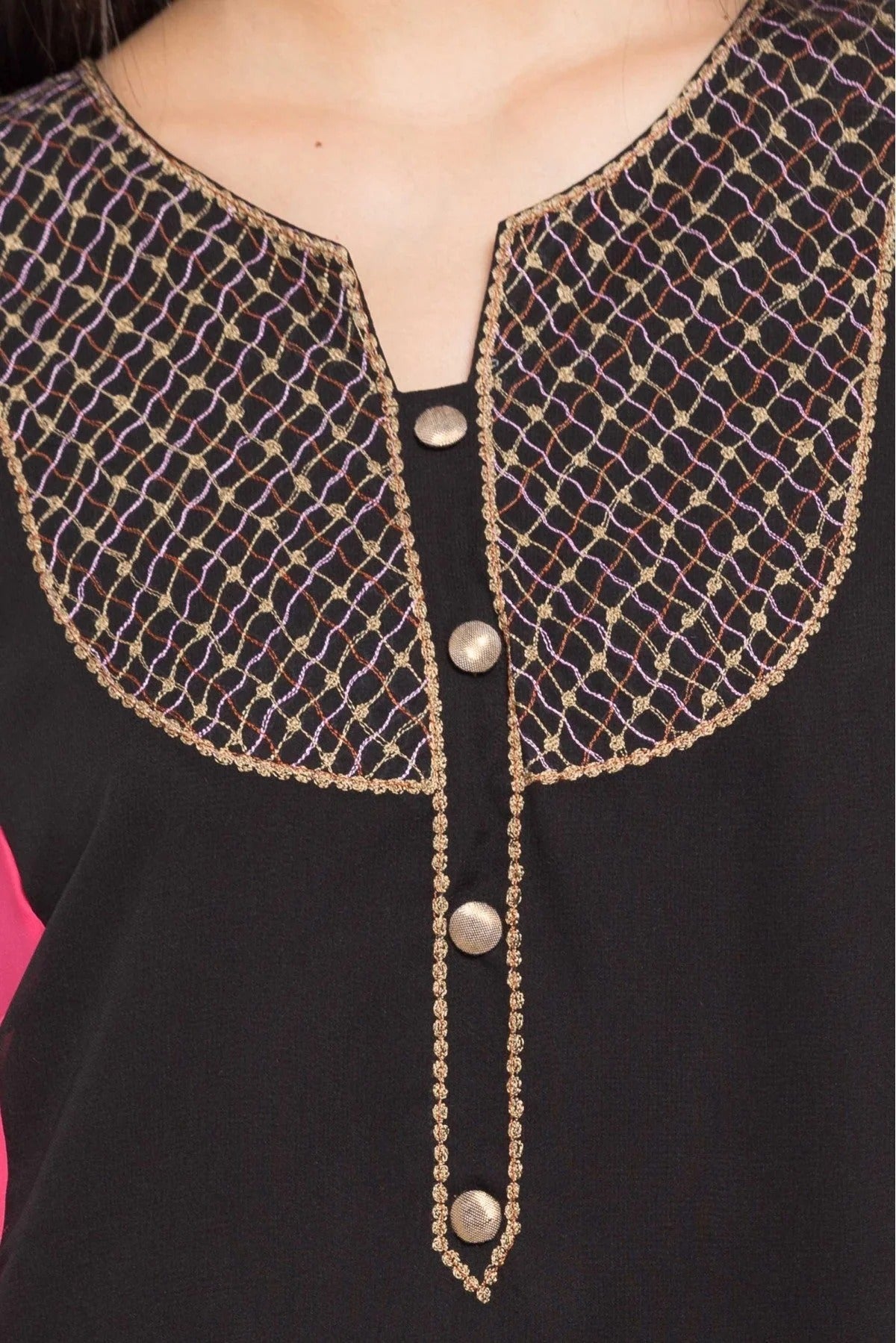Black and Pink Colour Plus Size Stitched Faux Georgette Palazzo Pant Suit BW1070155 B