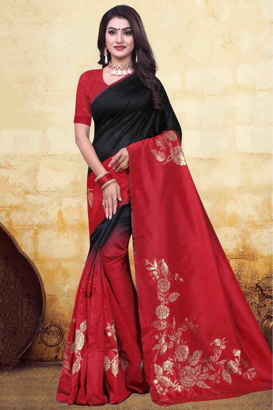 Black and Red Colour Banarasi Art Silk Traditional Saree SD1120751