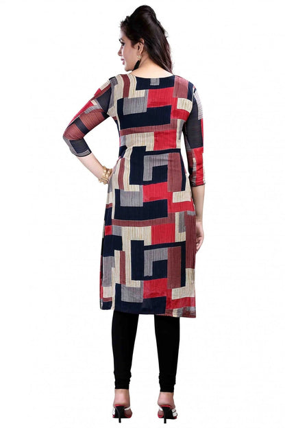 Black and Red Colour Plus Size Crepe Straight Kurti KR1060193 B