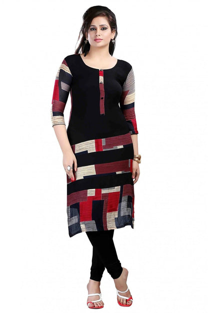 Black and Red Colour Plus Size Crepe Straight Kurti KR1060193