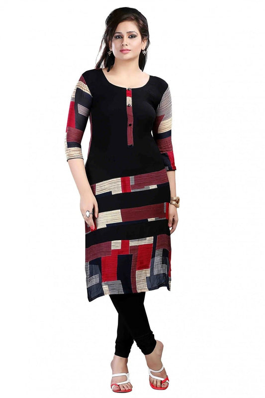 Black and Red Colour Plus Size Crepe Straight Kurti KR1060193