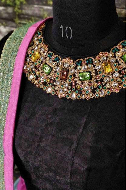 Black and Sky Blue Colour Art Silk Lehenga Choli LC1010005 C