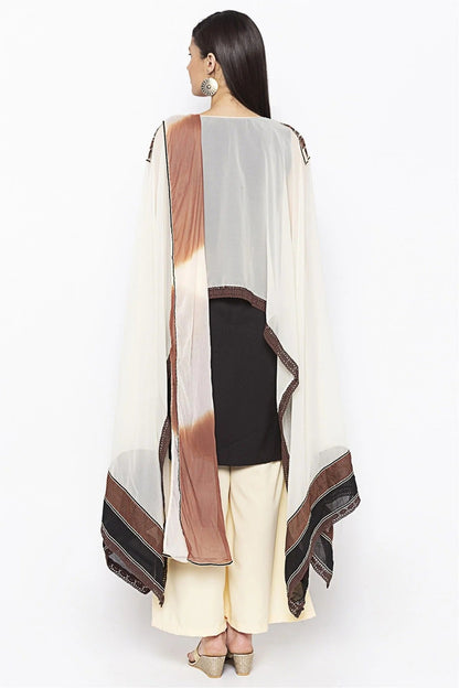 Black and White Colour Plus Size Crepe Embroidery Palazzo Pant Suit BW1070307 A