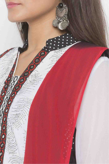 Black and White Colour Plus Size Stitched Cotton Embroidery Pant Style Suit BW1070282 B