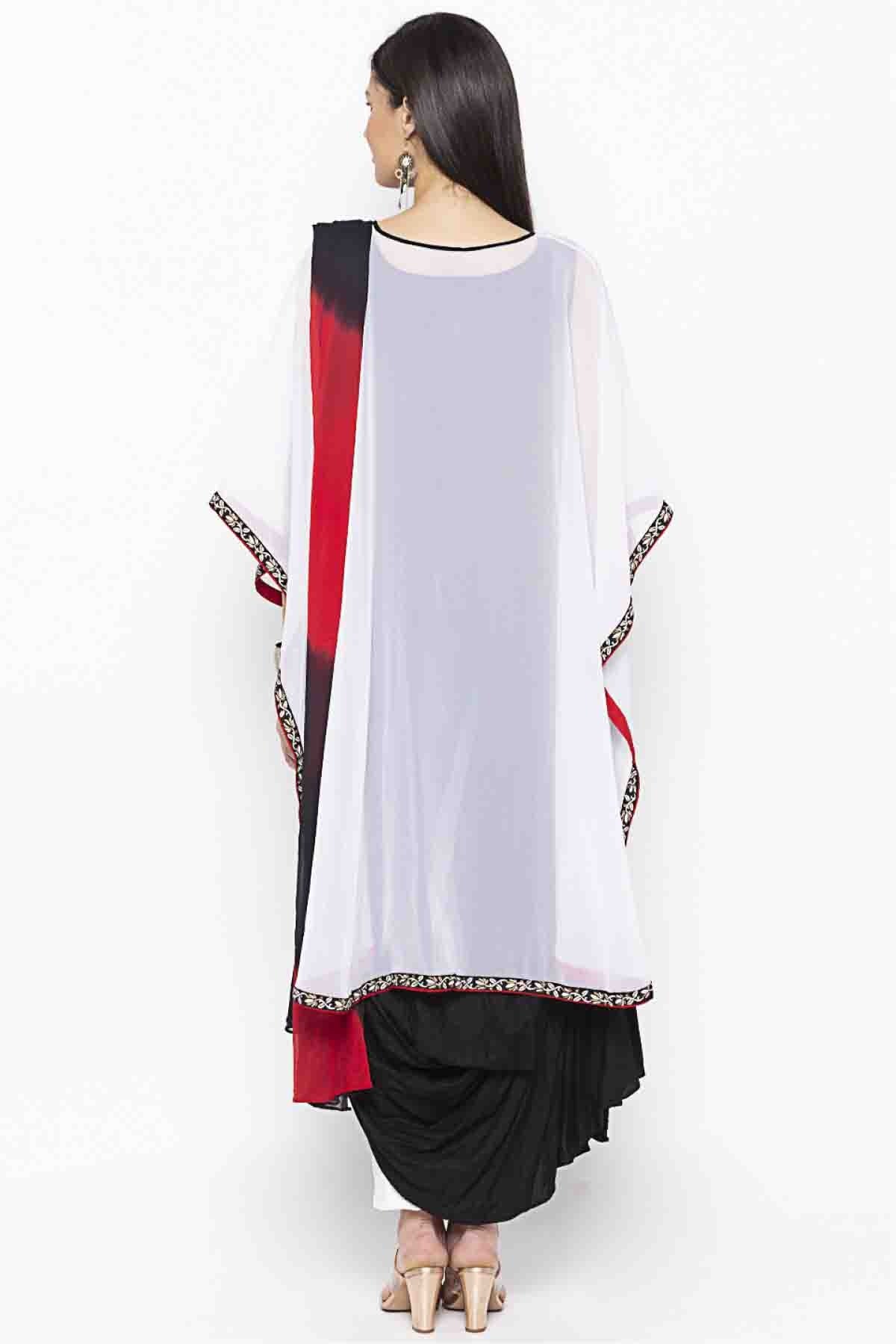 Black and White Colour Plus Size Stitched Cotton Embroidery Pant Style Suit BW1070297 A