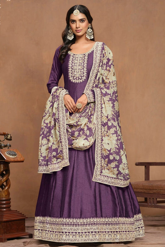Blue Colour Art Silk Anarkali Suit SM1050569