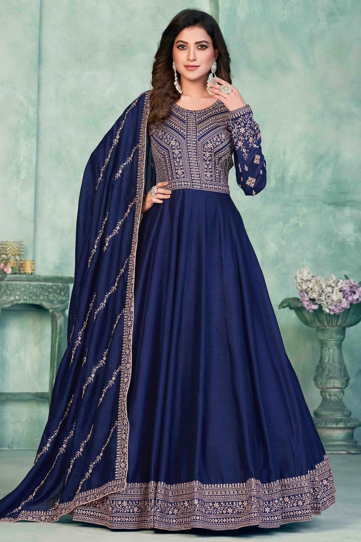 Blue Colour Art Silk Anarkali Suit SM1050719 A