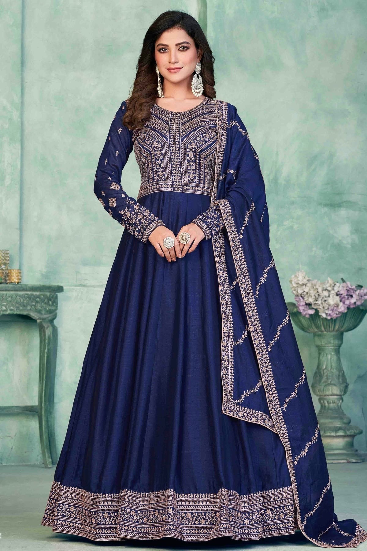 Blue Colour Art Silk Anarkali Suit SM1050719