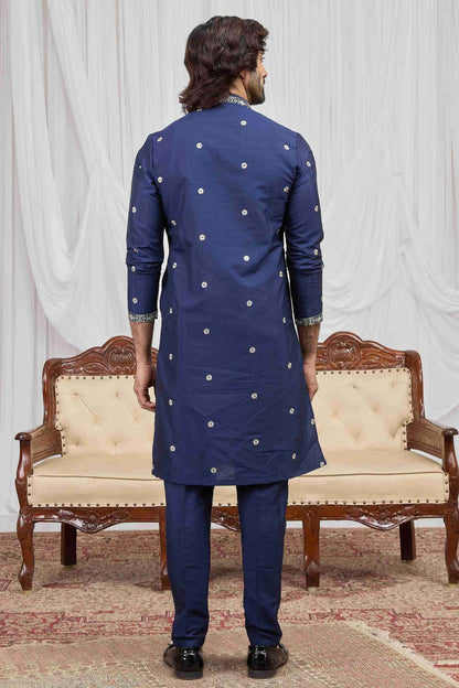Blue Colour Art Silk Embroidery Work Kurta Pajama With Dupatta