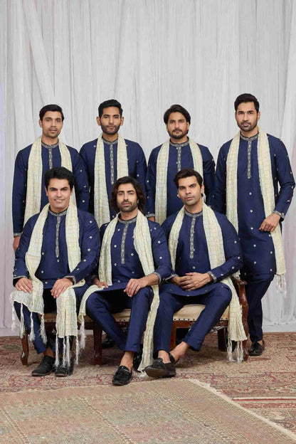 Blue Colour Art Silk Embroidery Work Kurta Pajama With Dupatta
