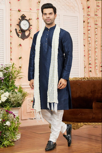 Blue Colour Art Silk Kurta Pajama With Stole KP1230245