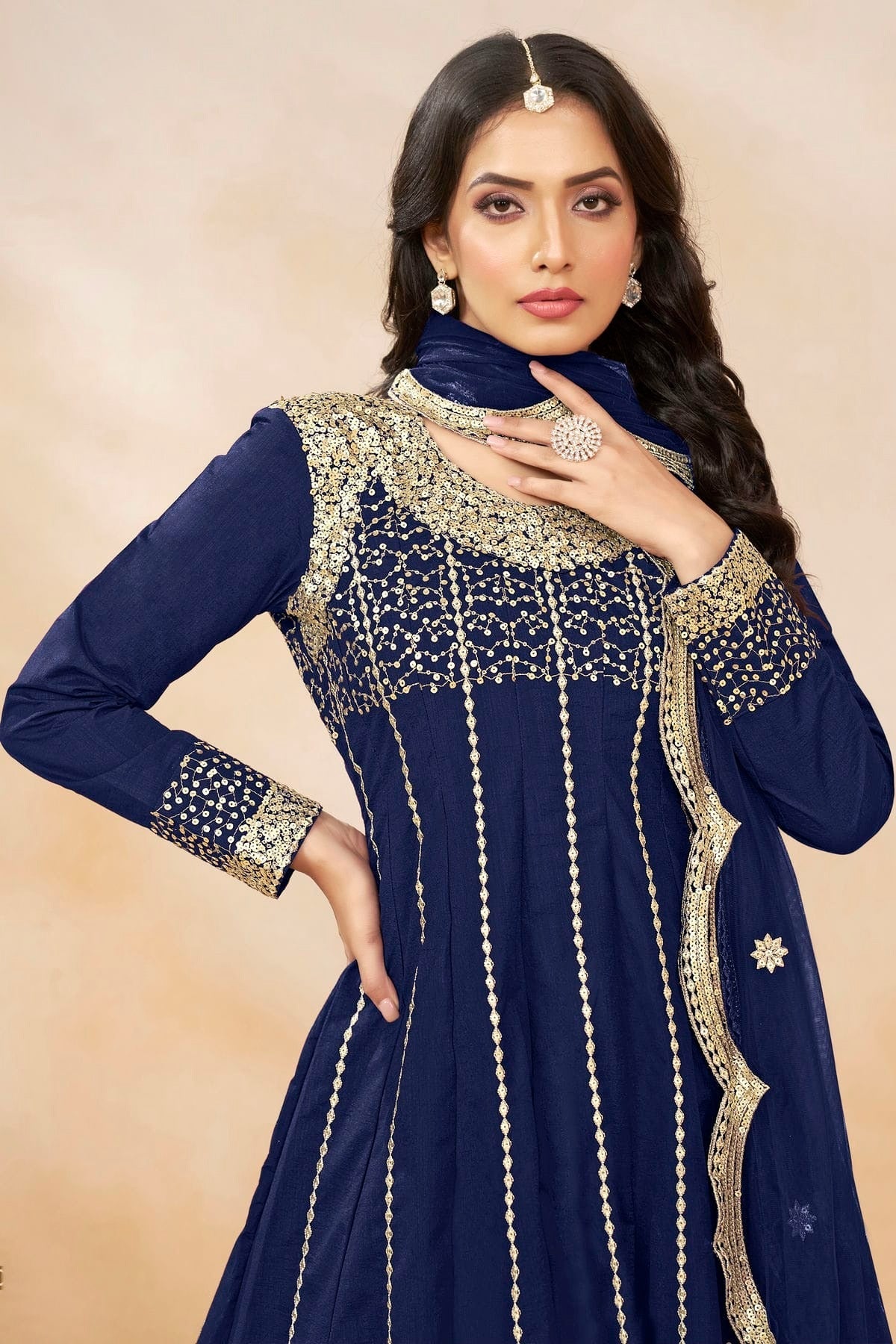 Blue Colour Art Silk Semi Stitched Patiala Suit SM1050602 A