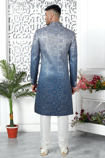 Blue Colour Art Silk Sherwani With Churidar Pant SH1230056 B