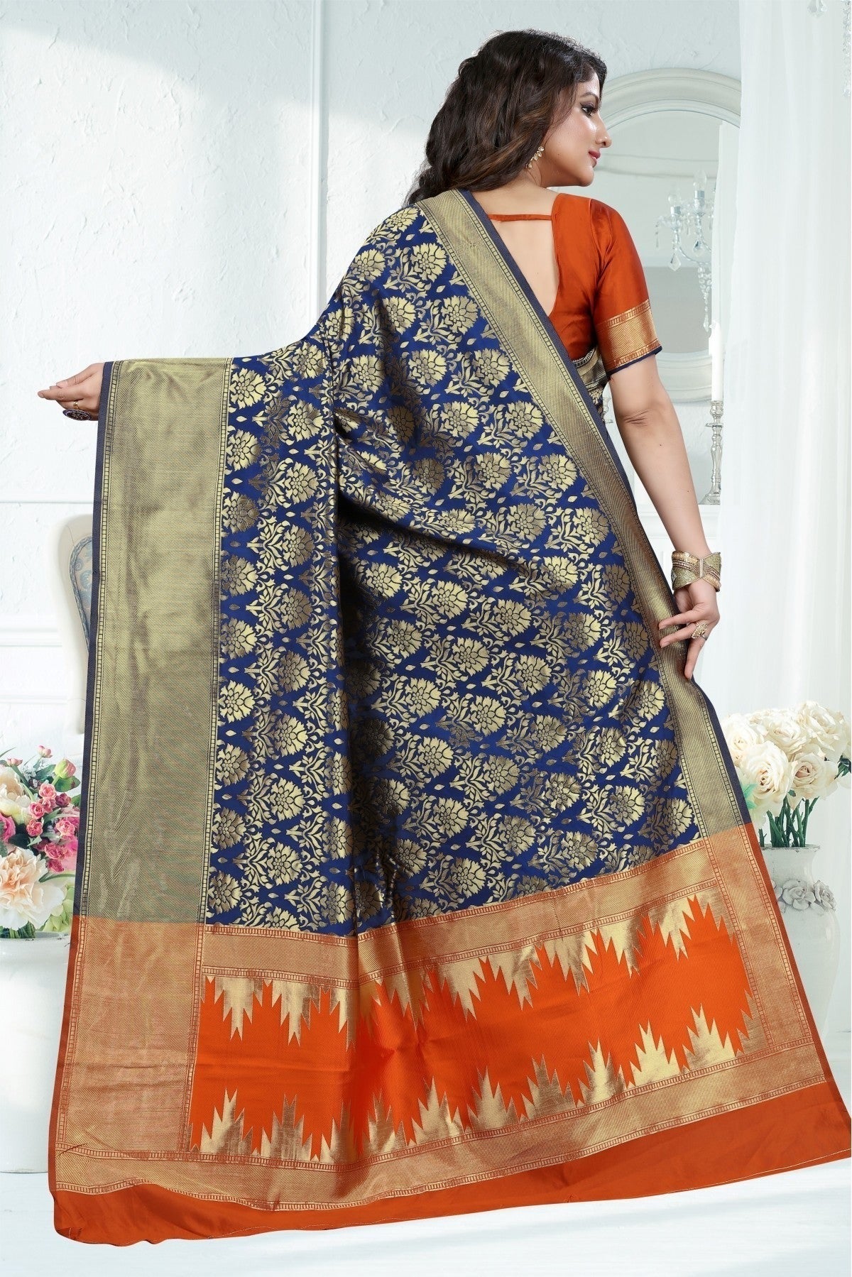 Blue Colour Banarasi Art Silk Woven Saree SD1120779 A