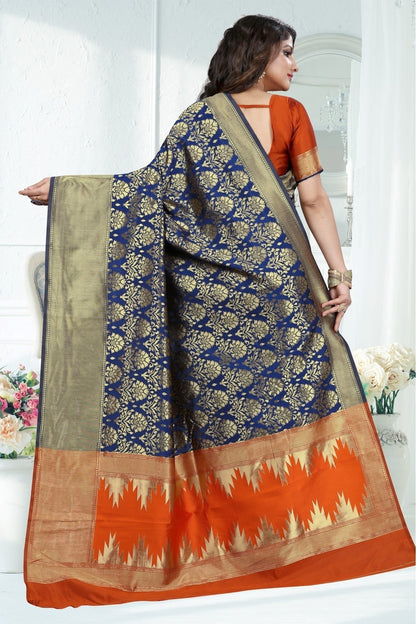 Blue Colour Banarasi Art Silk Woven Saree SD1120779 A