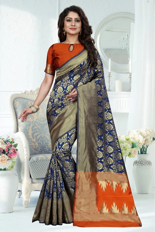 Blue Colour Banarasi Art Silk Woven Saree SD1120779