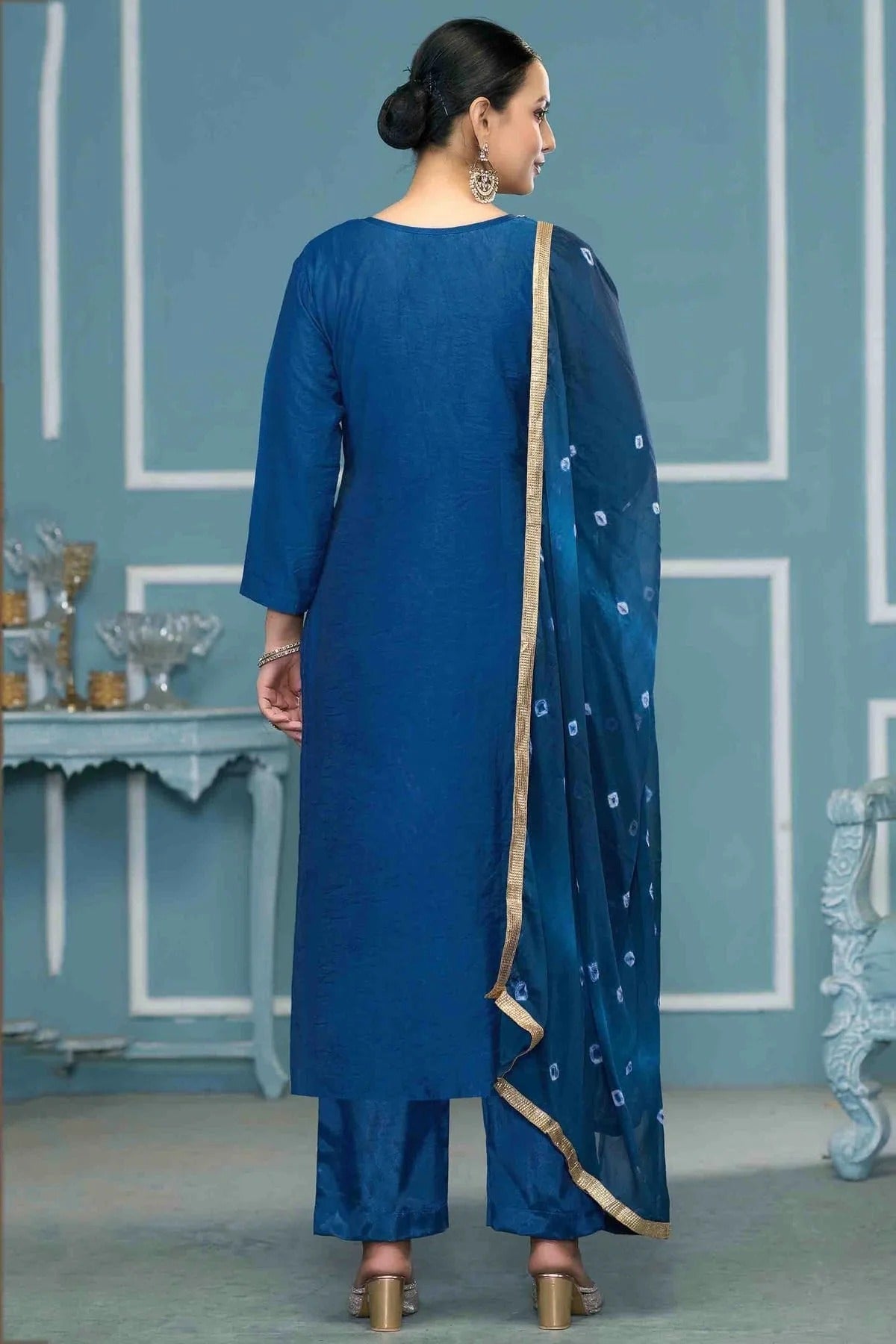 Blue Colour Banarasi Cotton Pant Style Suit SM1113254 A