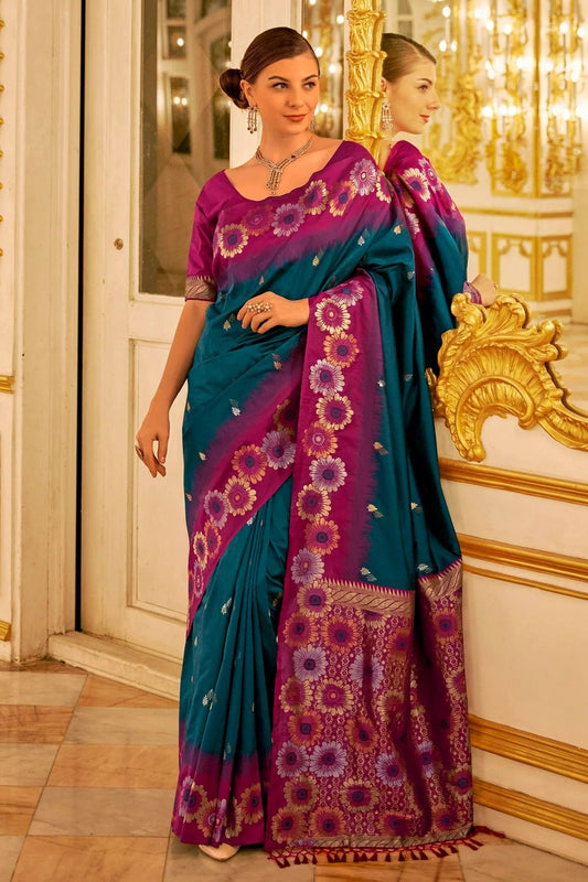 Blue Colour Banarasi Silk Saree SD1110345