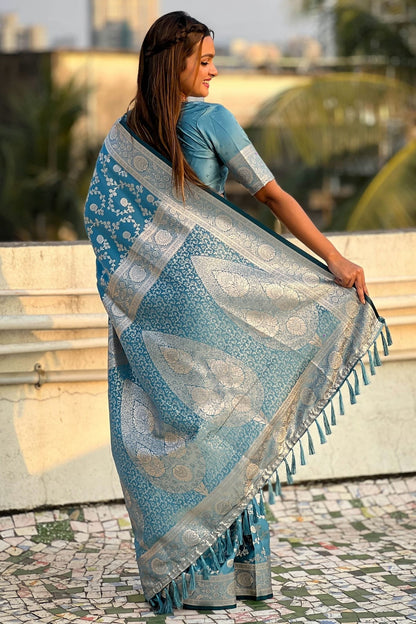 Blue Colour Banarasi Silk Traditional Saree SD1111697 A
