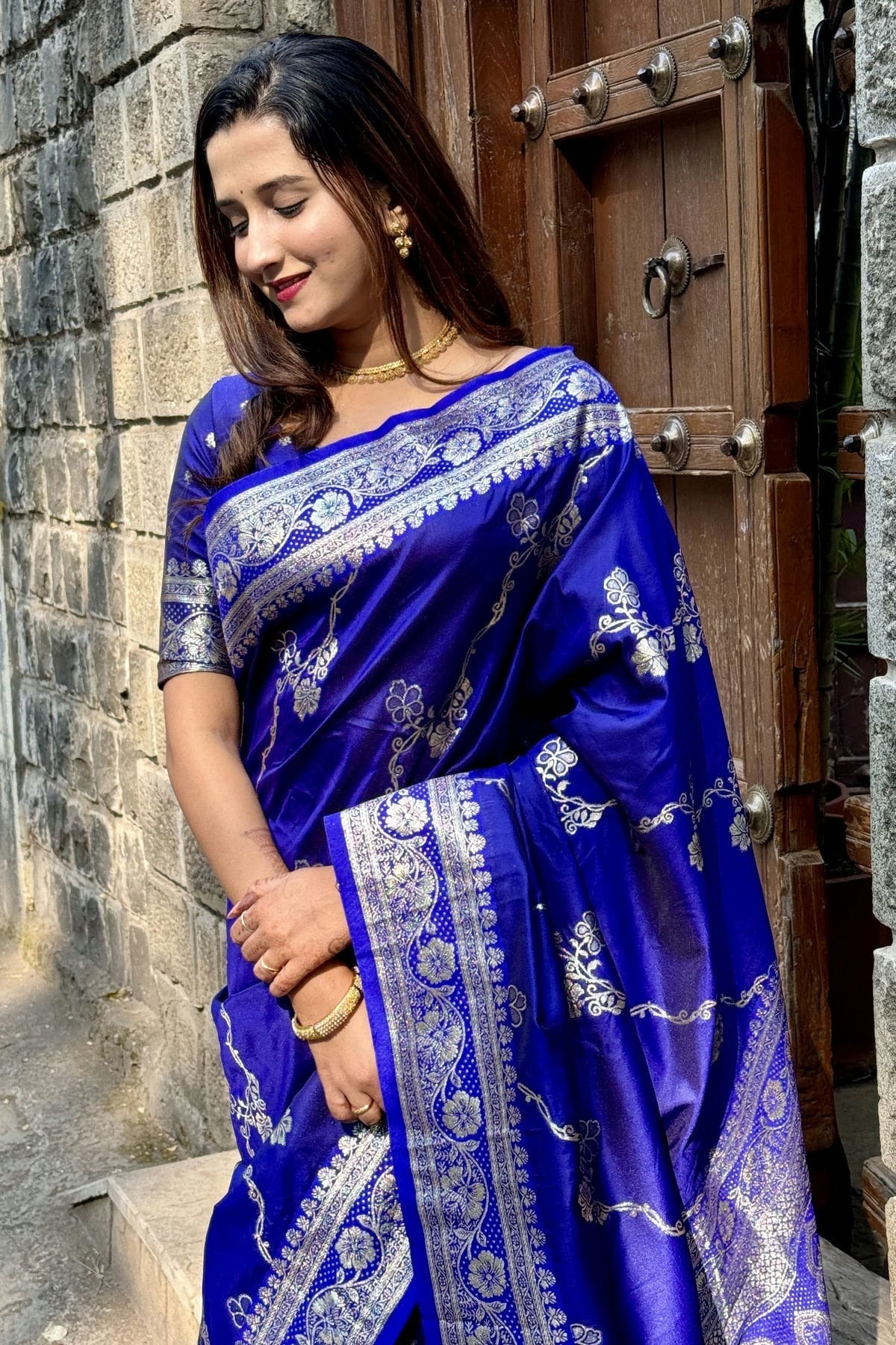 Blue Colour Banarasi Silk Traditional Saree SD1111943 A