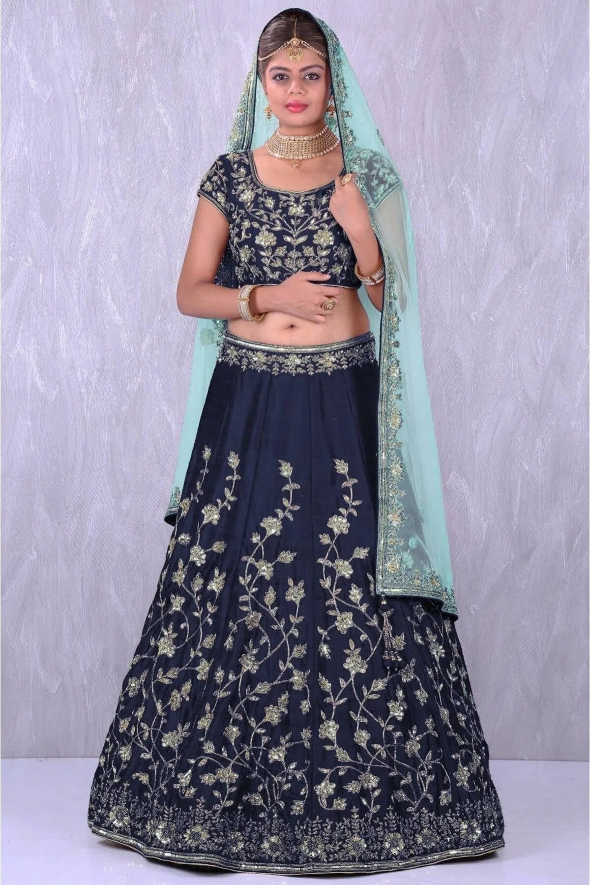 Blue Colour Banglori Silk Lehenga Choli LC1010007