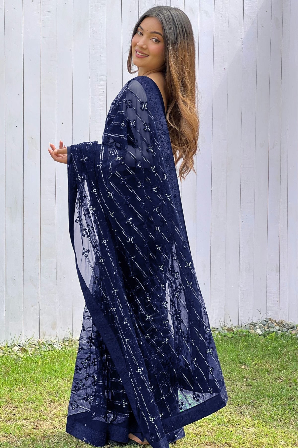Blue Colour Butterfly Net Designer Saree SD1111837 A