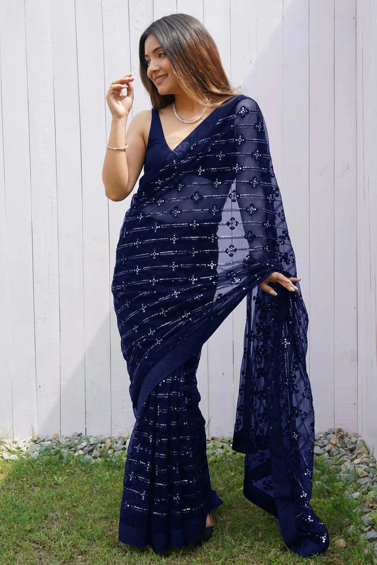 Blue Colour Butterfly Net Designer Saree SD1111837
