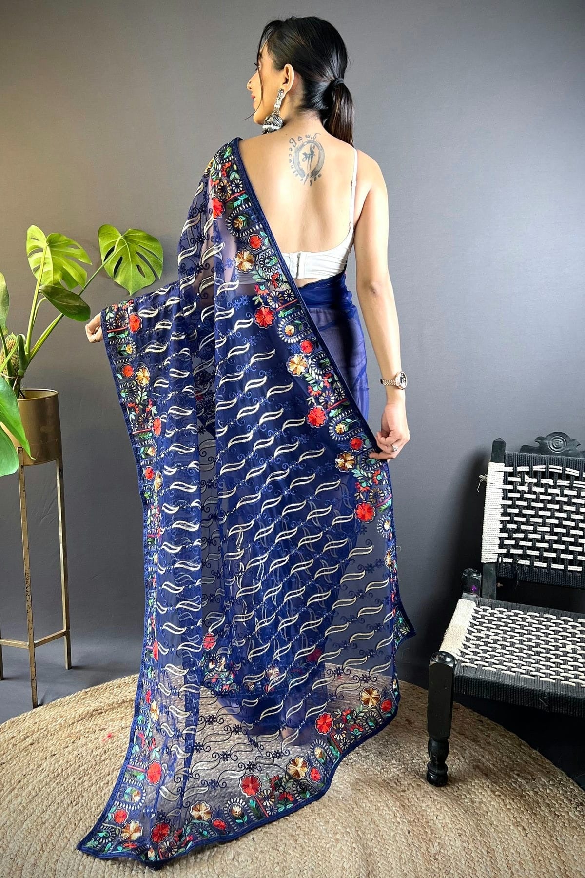 Blue Colour Butterfly Net Designer Saree SD1111885 A