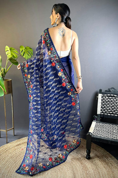 Blue Colour Butterfly Net Designer Saree SD1111885 A