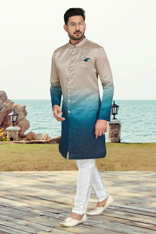 Blue Colour Champion Silk Indo Western Sherwani SH1040501