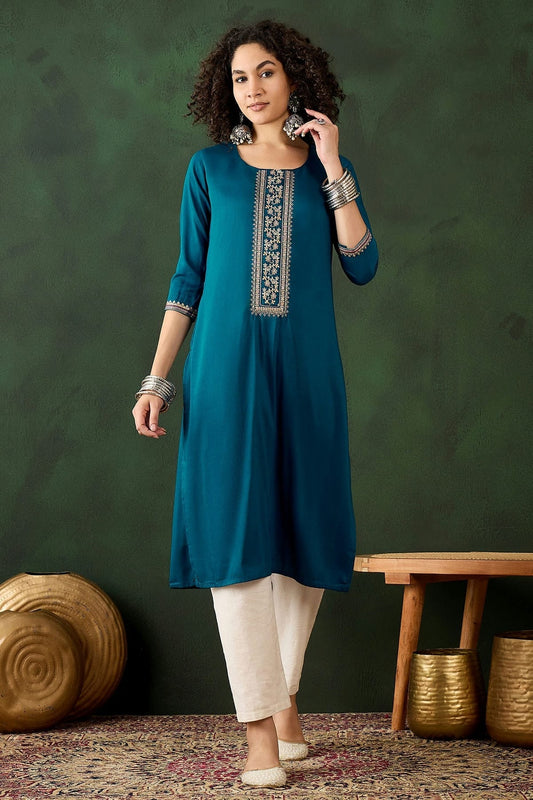 Blue Colour Chinon Kurti KR1111273