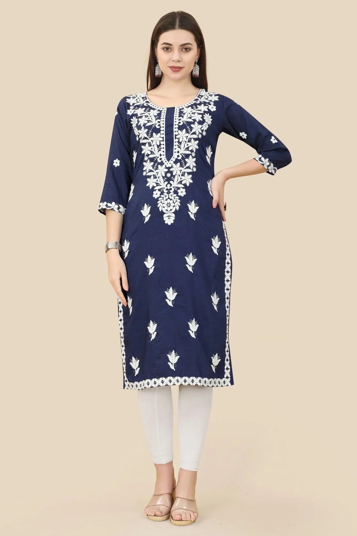 Blue Colour Chinon Silk Kurti KR1111006