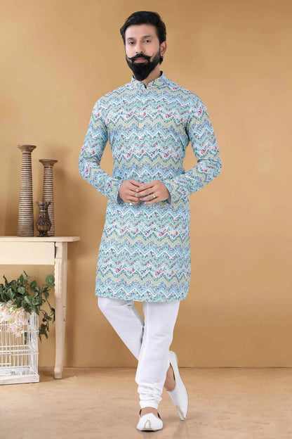 Blue Colour Cotton Kurta Pajama KP1130078