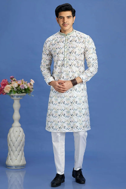 Blue Colour Cotton Pintex Work Kurta Pajama KP1230152 A