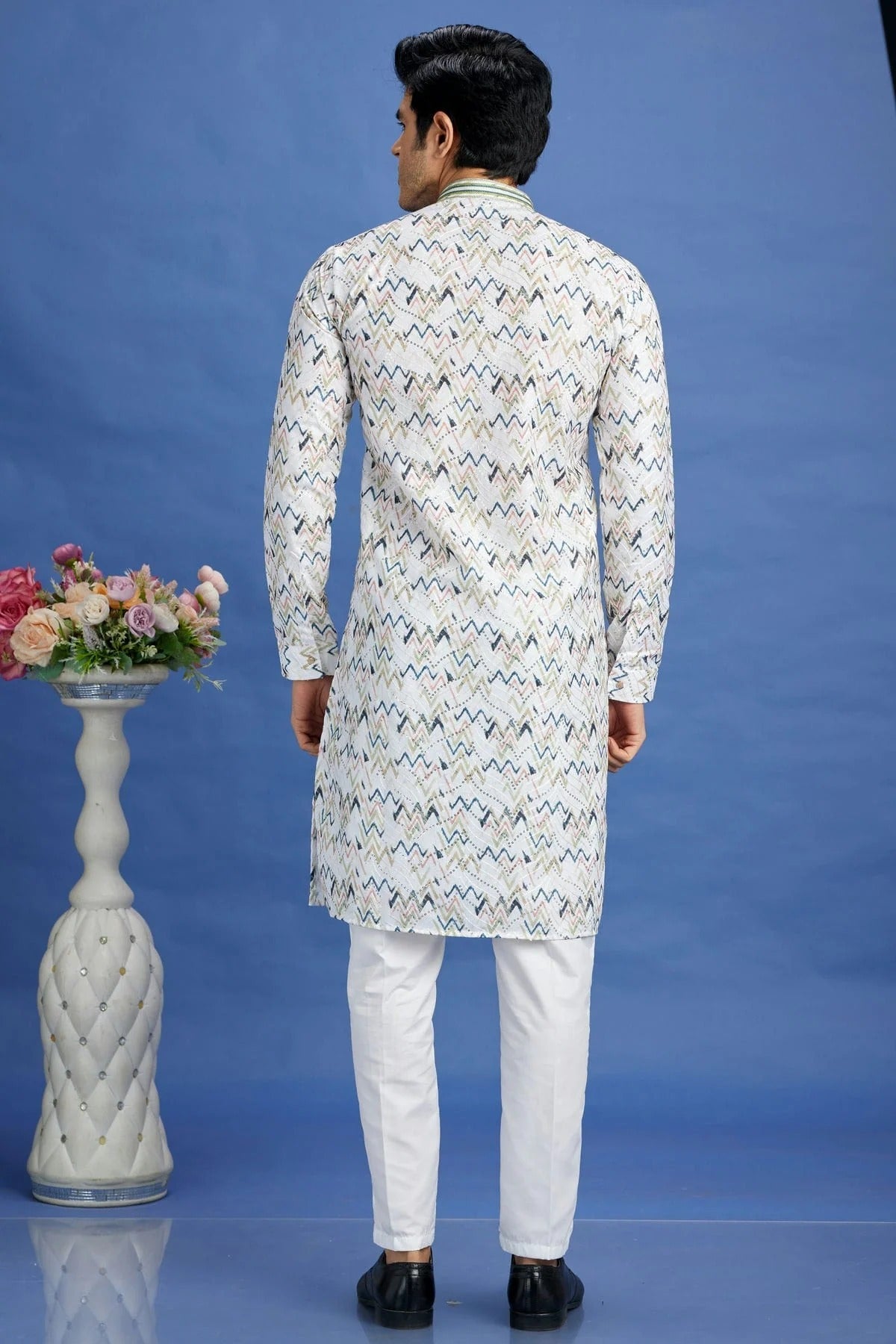 Blue Colour Cotton Pintex Work Kurta Pajama KP1230152 B