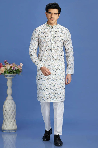 Blue Colour Cotton Pintex Work Kurta Pajama KP1230152