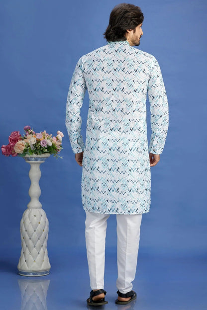 Blue Colour Cotton Pintex Work Kurta Pajama KP1230153 B