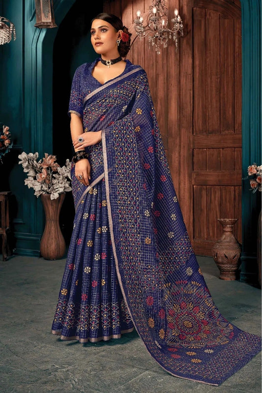 Blue Colour Cotton Printed Saree SD1100922
