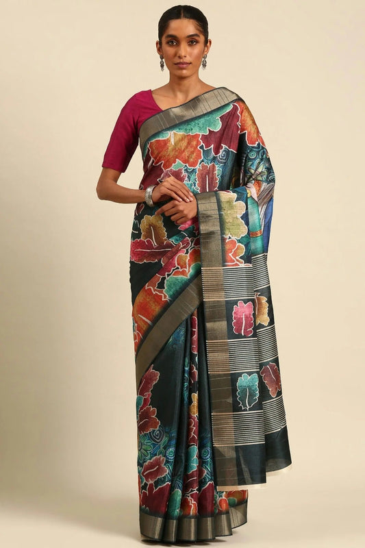 Blue Colour Cotton Printed Saree SD1102412